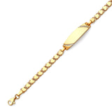 Mexican White CZ Kids Border ID Bracelet In 14K Gold