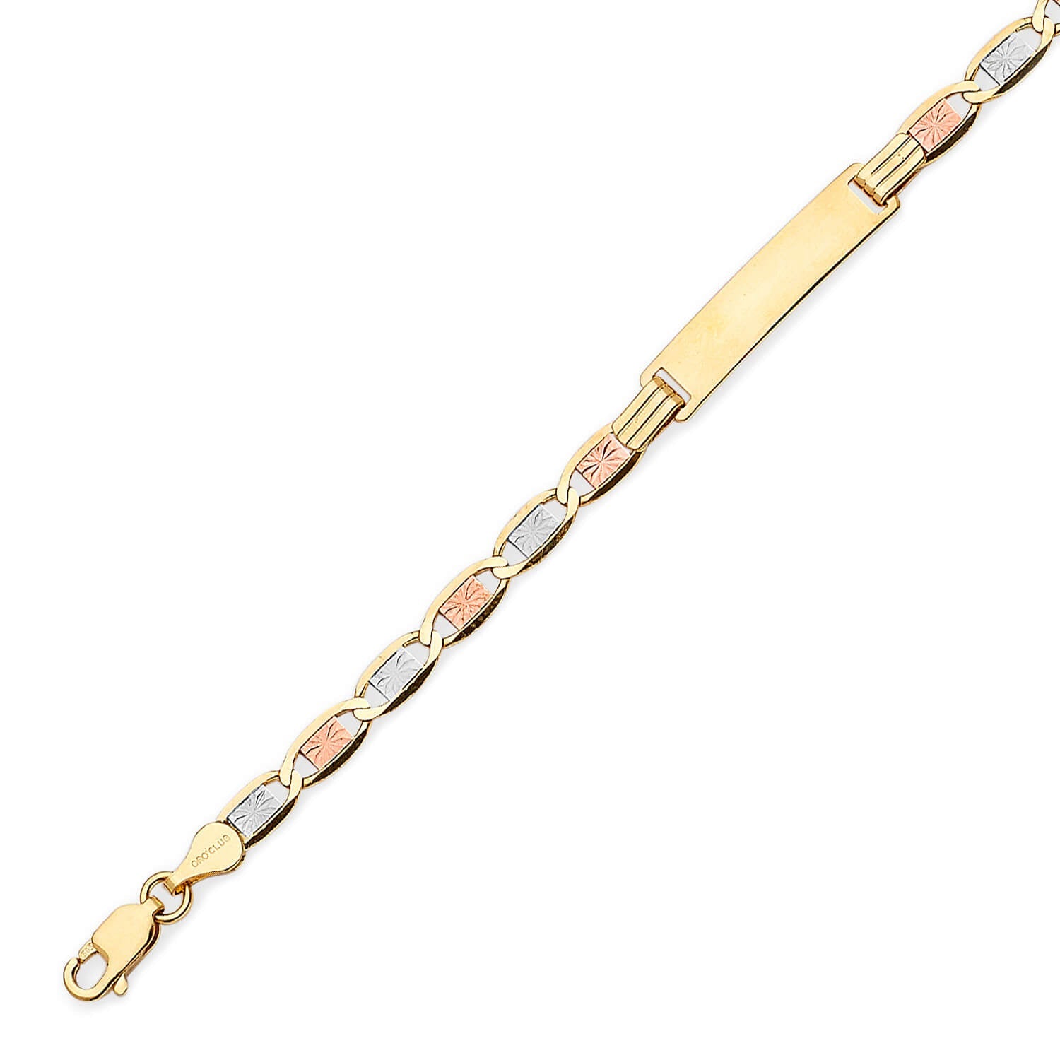 Valentino Kids ID Bracelet In 14K Tri-Color Gold