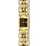 Onyx Square Shape Mens Watch in 14K Gold