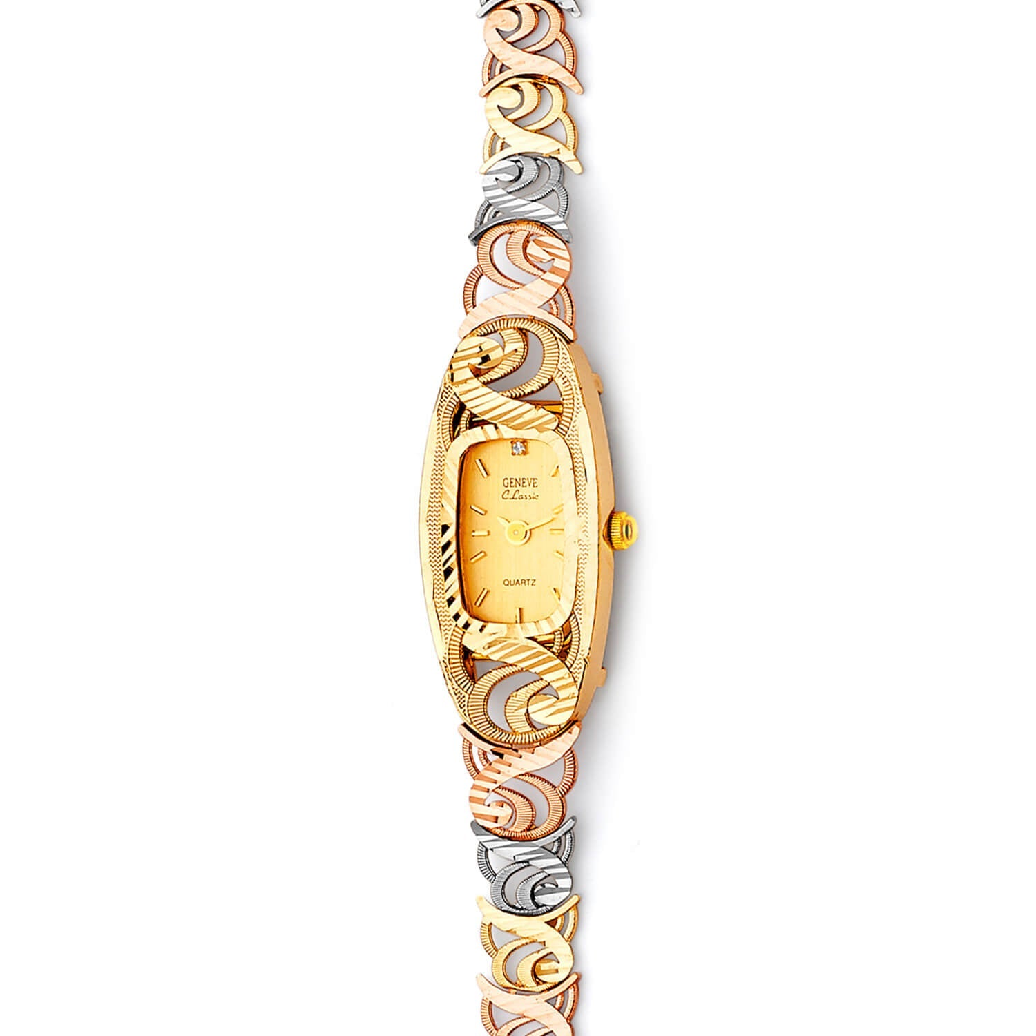 Oval Shape Ladies Watch in 14K Tri-Color Gold