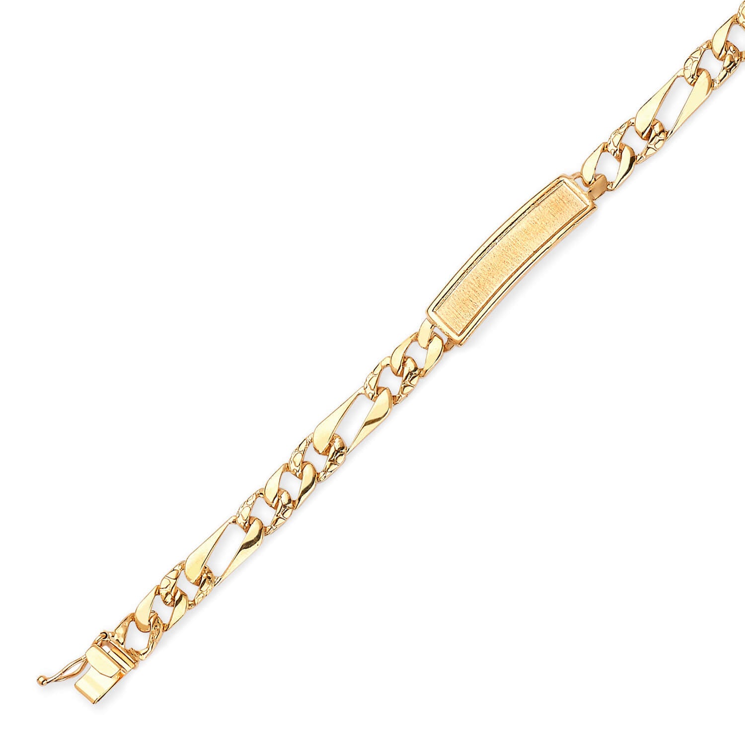 Figaro Kids Border ID Bracelet In 14K Gold