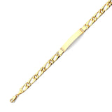 Figaro Mens ID Bracelet In 14K Gold