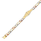 Figaro Kids Bracelet In 14K Tri-Color Gold