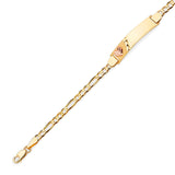 Figaro Kids Heart Border ID Bracelet In 14K Two-Tone Gold