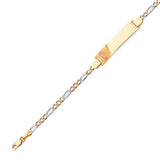 Figaro Kids Border ID Bracelet In 14K Tri-Color Gold