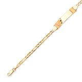 Figaro Kids Border ID Bracelet In 14K Two-Tone Gold