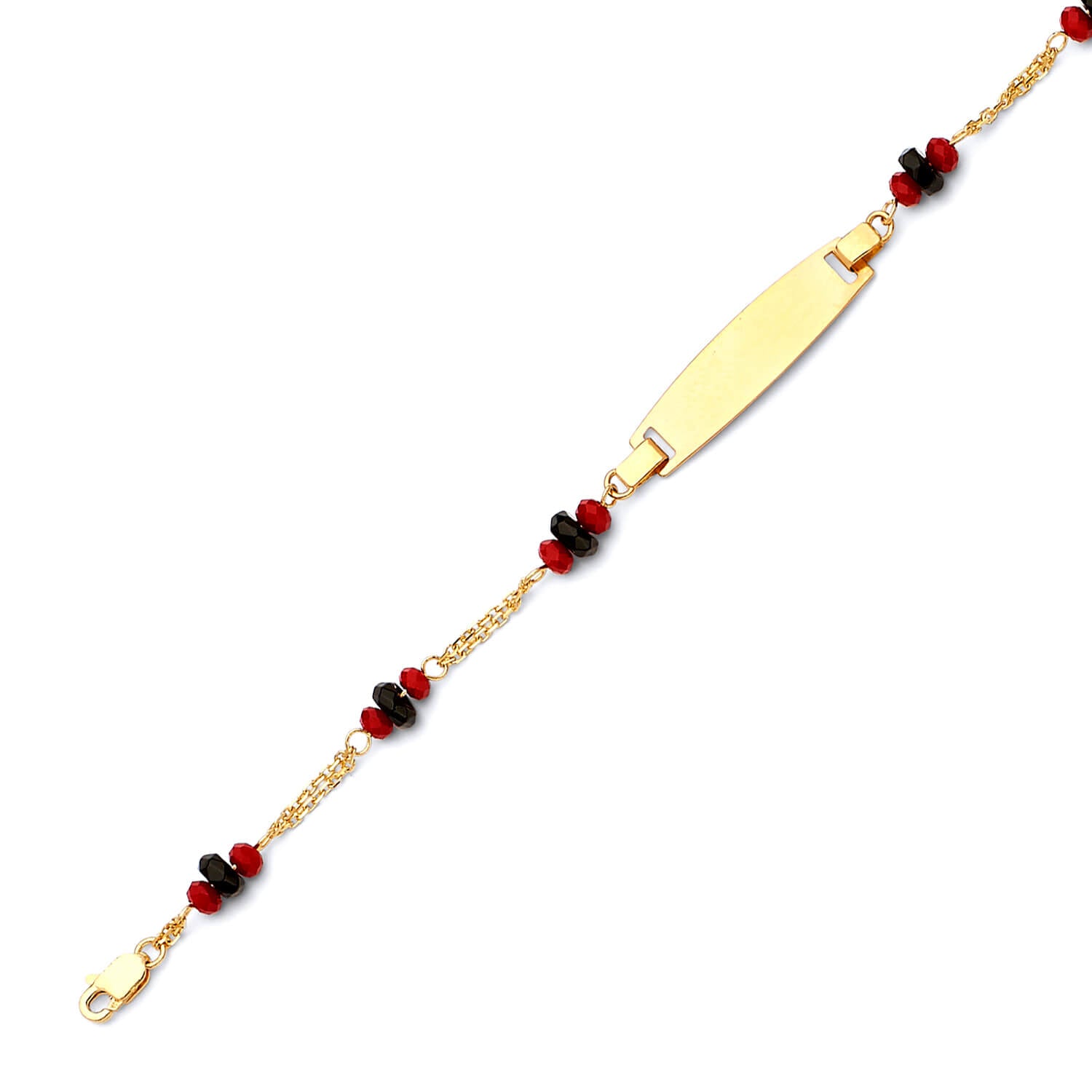 Beaded Kids Charm ID Bracelet In 14K Gold
