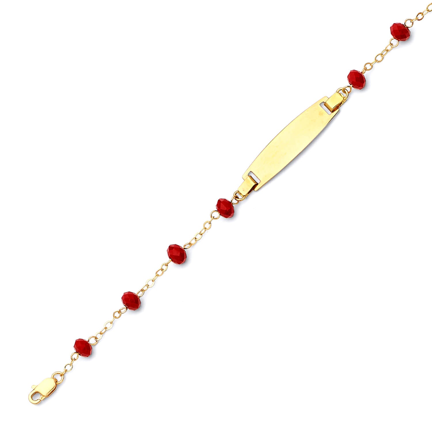 Beaded Kids Charm ID Bracelet In 14K Gold