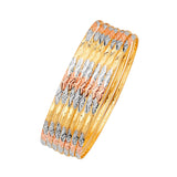 Flower Flexible Ladies 7-Day Bangle in 14K Tri-Color Gold