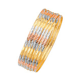 Heart Flexible Ladies 7-Day Bangle in 14K Tri-Color Gold