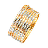 Star Flexible Ladies 7-Day Bangle in 14K Tri-Color Gold