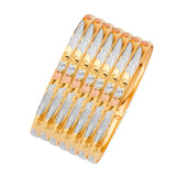 Heart Flexible Ladies 7-Day Bangle in 14K Tri-Color Gold