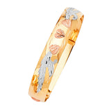 Adjustable Flower Ladies Bangle in 14K Tri-Color Gold