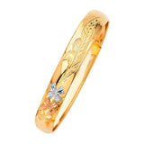 Flower Flexible Ladies Bangle in 14K Tri-Color Gold