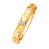 Flower Flexible Ladies Bangle in 14K Tri-Color Gold