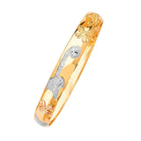 Flower Flexible Ladies Bangle in 14K Tri-Color Gold