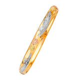 Heart Flexible Ladies Bangle in 14K Tri-Color Gold