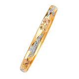 Flower Flexible Ladies Bangle in 14K Tri-Color Gold