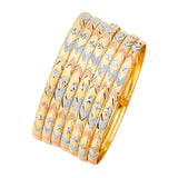 Star Flexible Ladies 7-Day Bangle in 14K Tri-Color Gold
