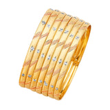 Star Flexible Ladies 7-Day Bangle in 14K Tri-Color Gold