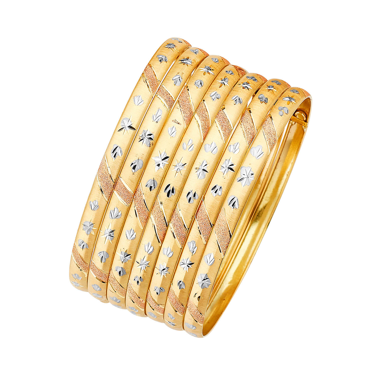 Flexible Ladies 7-Day Bangle in 14K Tri-Color Gold