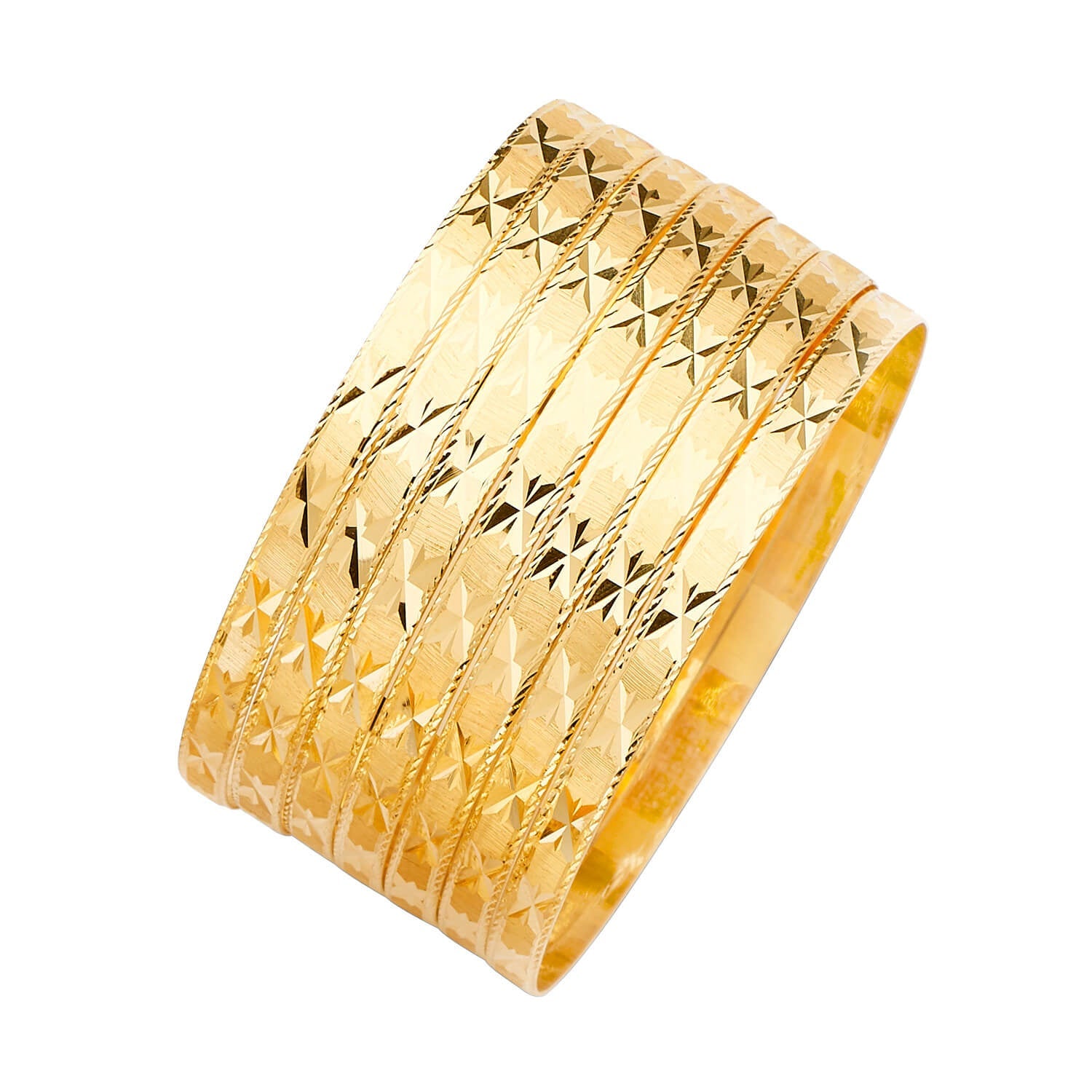 Star Solid Ladies 7-Day Bangle in 14K Gold