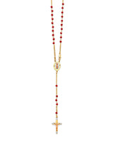 Crucifix Five-Decade Rosary Necklace in 14K Tri-Color Gold