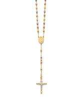 Crucifix Five-Decade Rosary Necklace in 14K Tri-Color Gold