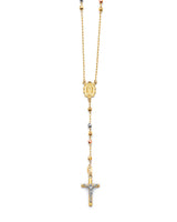 Crucifix Five-Decade Rosary Necklace in 14K Tri-Color Gold