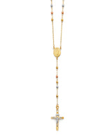 Crucifix Five-Decade Rosary Necklace in 14K Tri-Color Gold