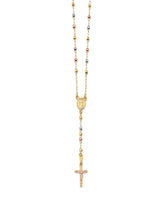 Crucifix Five-Decade Rosary Necklace in 14K Tri-Color Gold