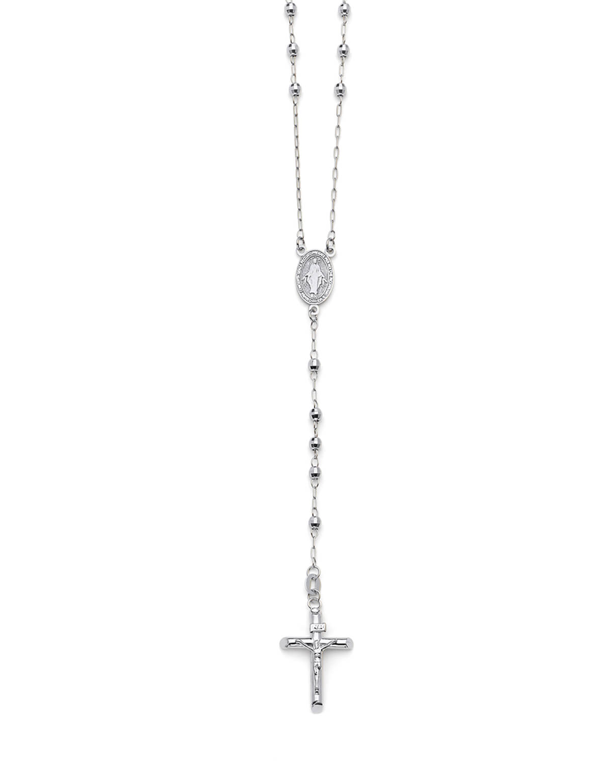 Crucifix Five-Decade Rosary Necklace in 14K White Gold