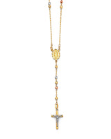 Crucifix Five-Decade Rosary Necklace in 14K Tri-Color Gold