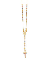 Crucifix Five-Decade Rosary Necklace in 14K Tri-Color Gold