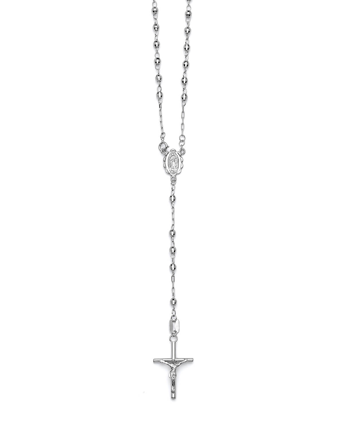 Crucifix Five-Decade Rosary Necklace in 14K White Gold