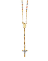 Crucifix Five-Decade Rosary Necklace in 14K Tri-Color Gold