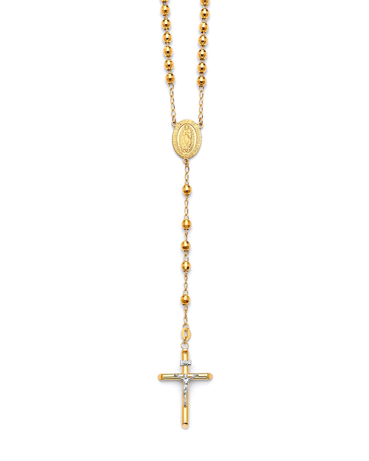 Crucifix Five-Decade Rosary Necklace in 14K Two-Tone Gold