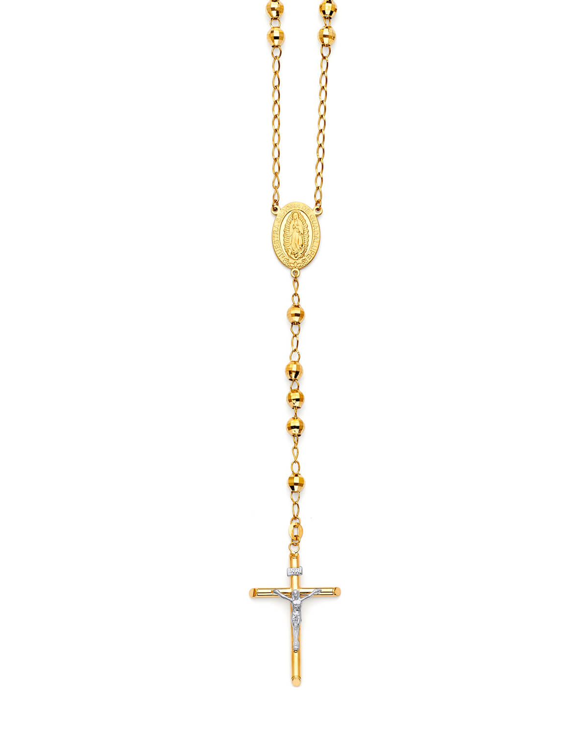 Crucifix Five-Decade Rosary Necklace in 14K Two-Tone Gold