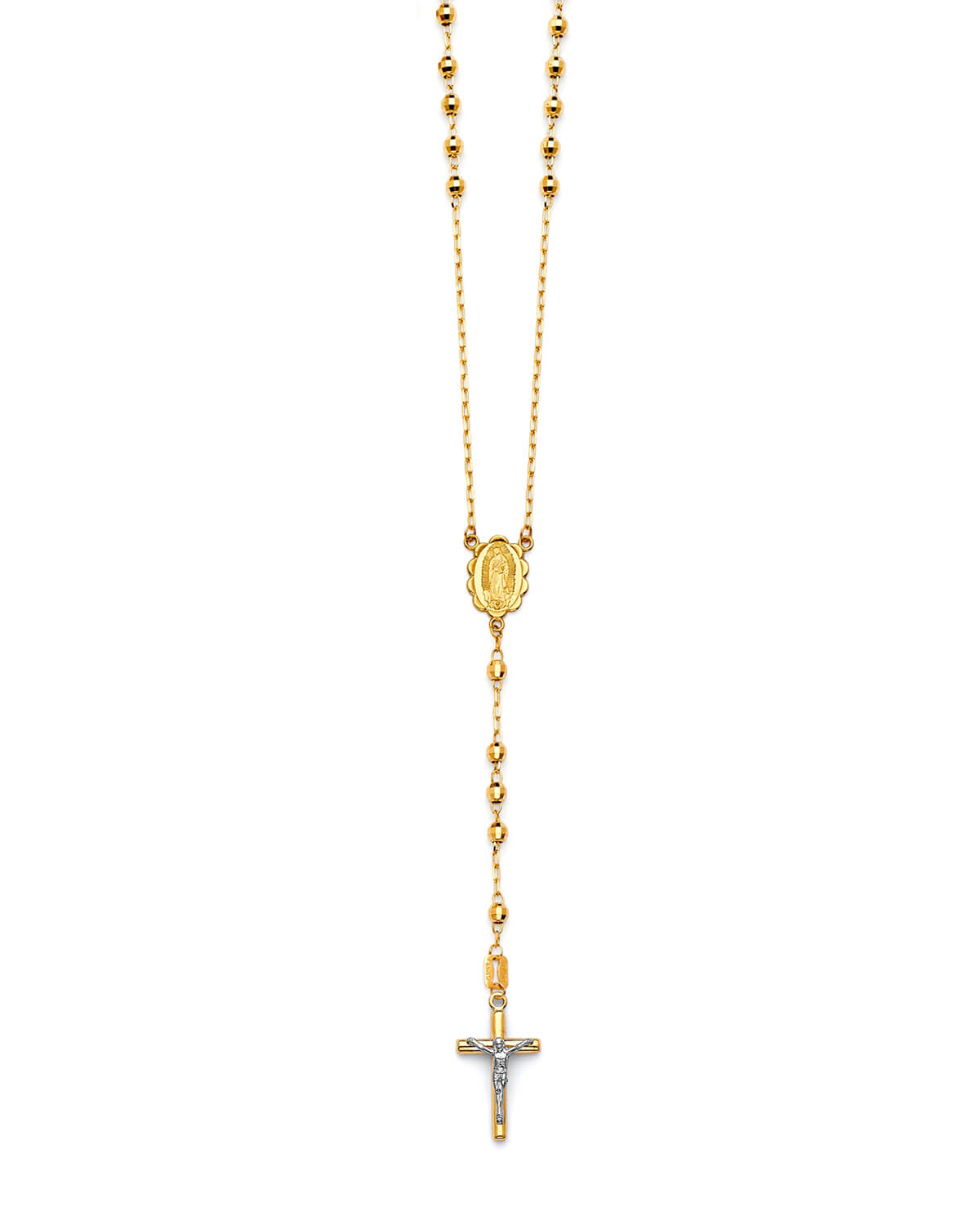 Crucifix Five-Decade Rosary Necklace in 14K Two-Tone Gold