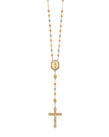 White CZ Crucifix Five-Decade Rosary Necklace in 14K Tri-Color Gold