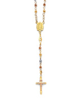 Crucifix Five-Decade Rosary Necklace in 14K Tri-Color Gold