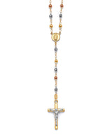 Crucifix Five-Decade Rosary Necklace in 14K Tri-Color Gold