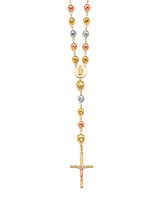Crucifix Five-Decade Rosary Necklace in 14K Tri-Color Gold