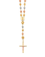 Crucifix Five-Decade Rosary Necklace in 14K Tri-Color Gold