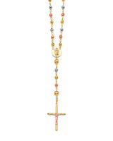 Crucifix Five-Decade Rosary Necklace in 14K Tri-Color Gold