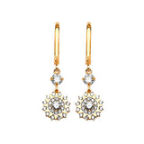 Drop Earrings with White CZ in 14K Gold
