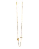 White CZ Cross Rosary Necklace in 14K Gold