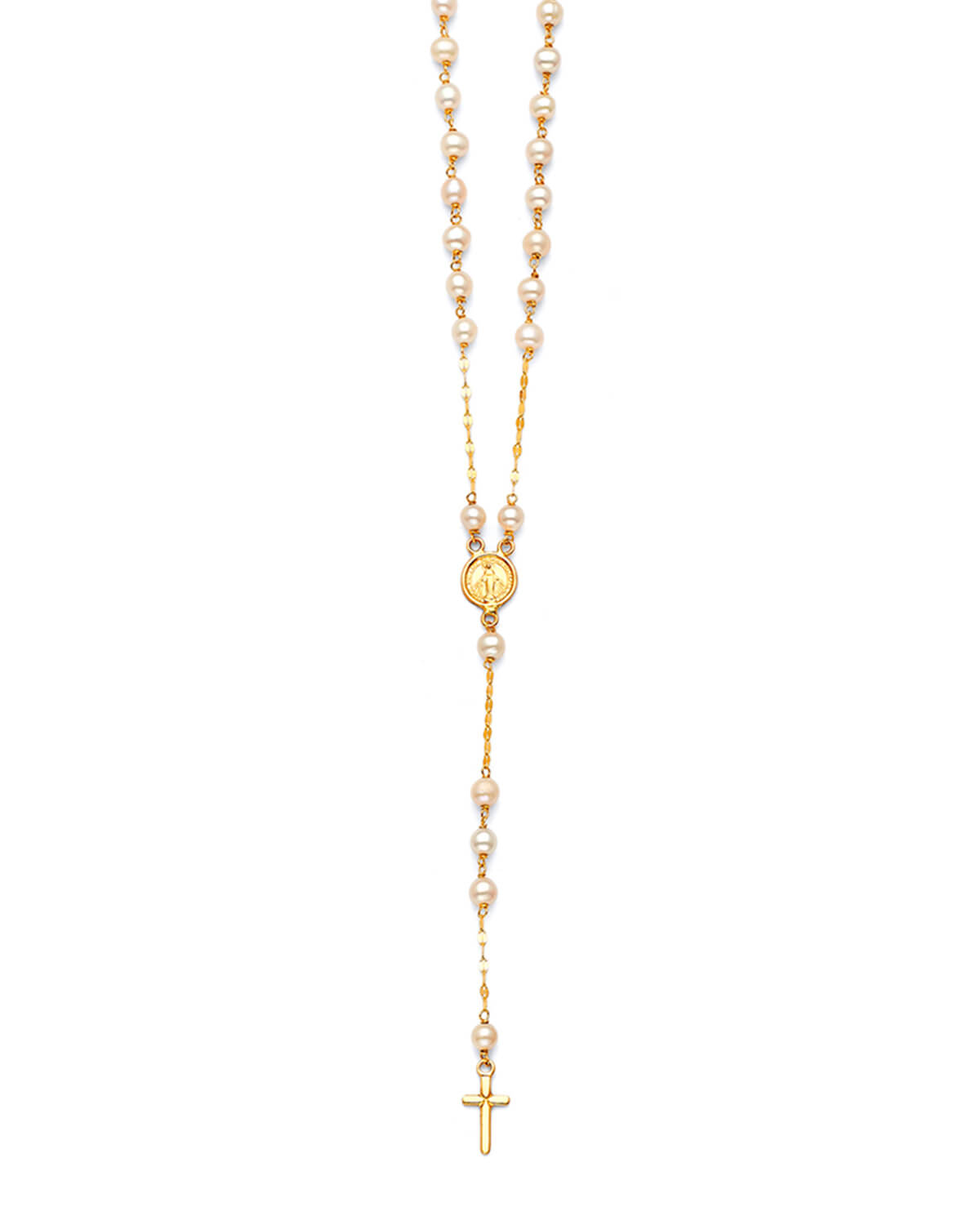 Cross Five-Decade Rosary Necklace in 14K Gold