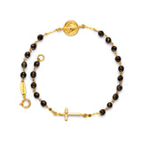 Beaded Ladies Cross Rosary Bracelet In 14K Gold