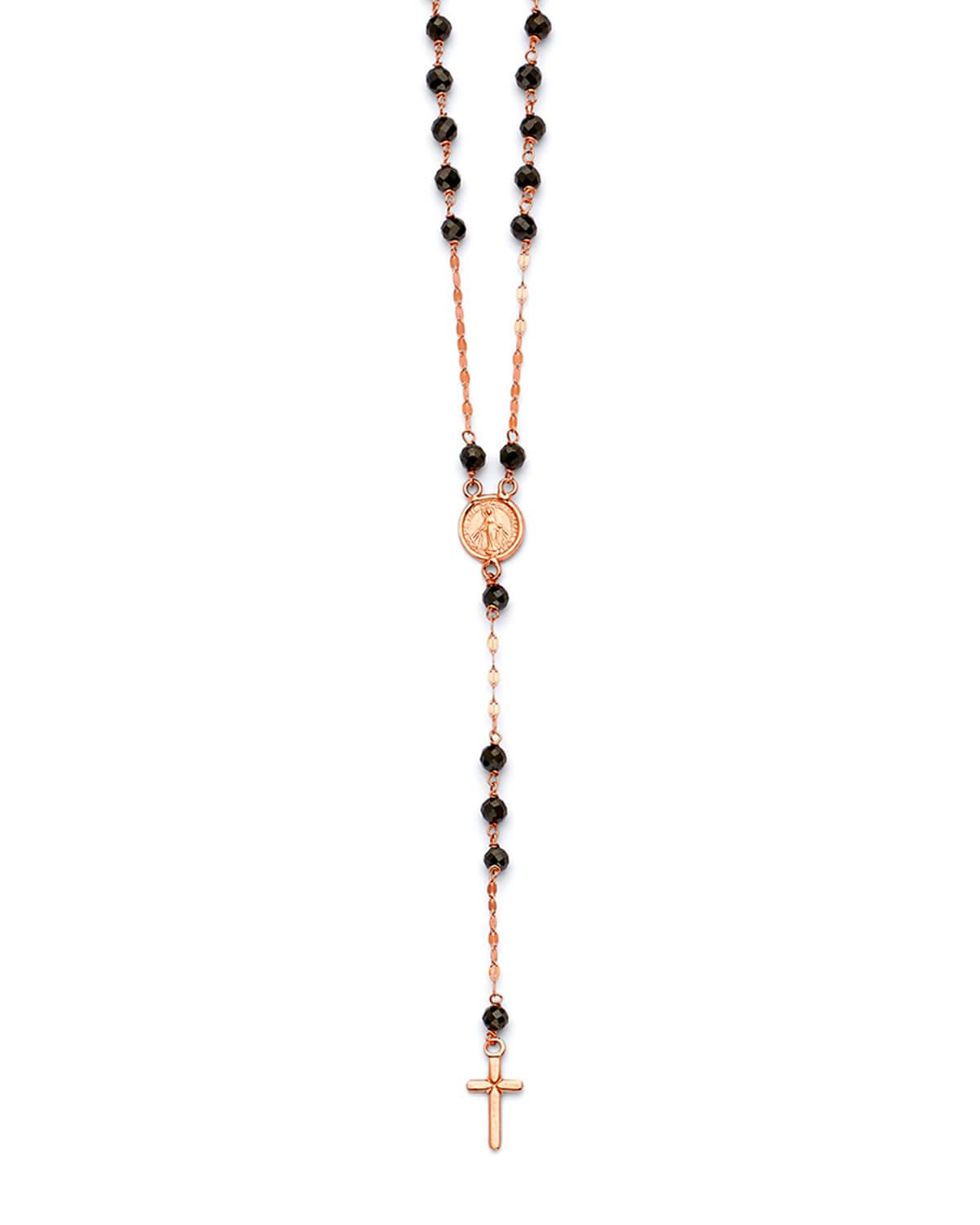 Cross Five-Decade Rosary Necklace in 14K Rose Gold